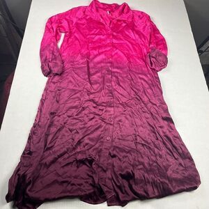 Young Fabulous & Broke Maxi Shirt Dress Ombre Button Down Long Sleeve SMALL